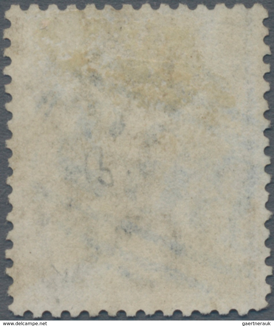 Hongkong: 1863/71, QV Wmk. CC 96c Olive-bistre Cancelled By Blue B62 Killer, One Perf. Missing On Lo - Andere & Zonder Classificatie