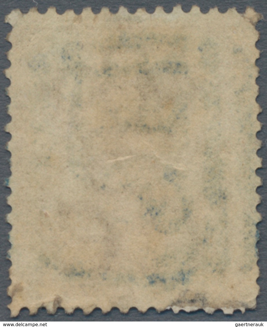 Hongkong: 1863/71, QV Wmk. Crown CC 96c Olive-bistre, Used With Blue Shanghai "S1" Killer, Reperfed - Other & Unclassified