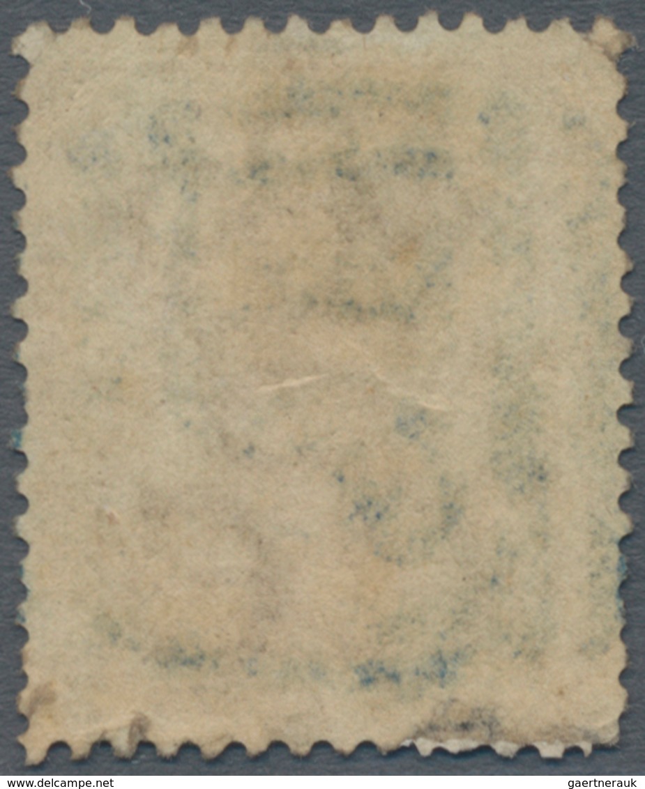 Hongkong: 1863/71, QV Wmk. Crown CC 96c Olive-bistre, Used With Blue Shanghai "S1" Killer, Reperfed - Sonstige & Ohne Zuordnung