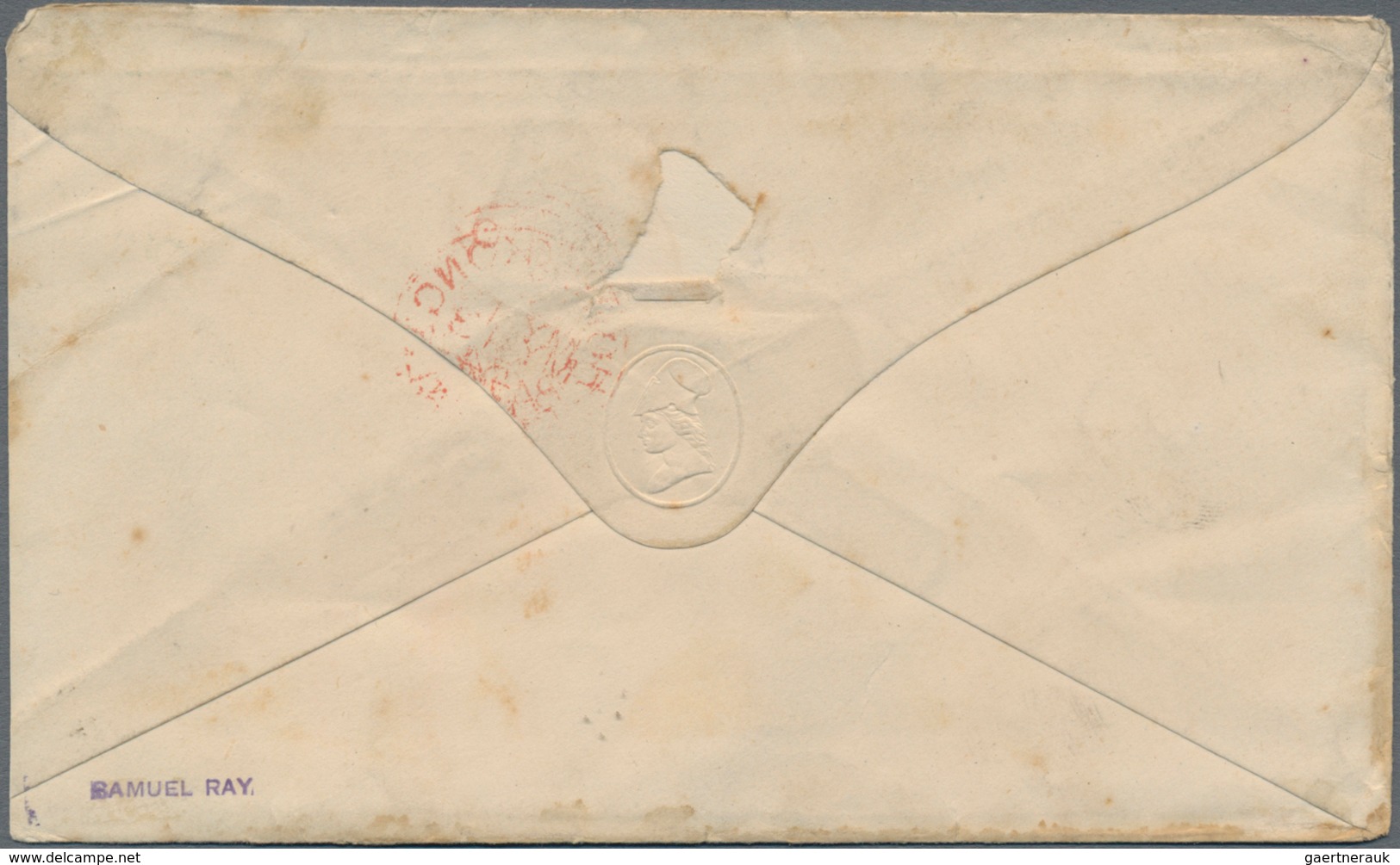 Hongkong: 1865, QV 8 C. Orange Canc. "B62" On Small Size Cover W. Red "HONG KONG / PAID ALL MY 13 74 - Other & Unclassified