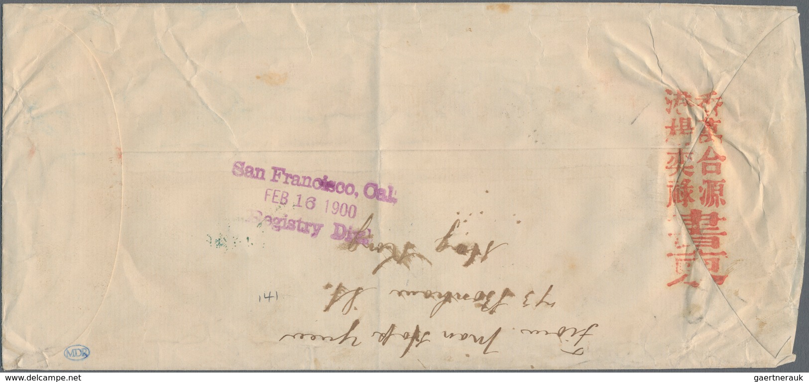 Hongkong: 1891, QV 50 C./48 C. Tied "HONG KONG B JA 20 00" To Registered Cover To San Francisco/USA, - Sonstige & Ohne Zuordnung