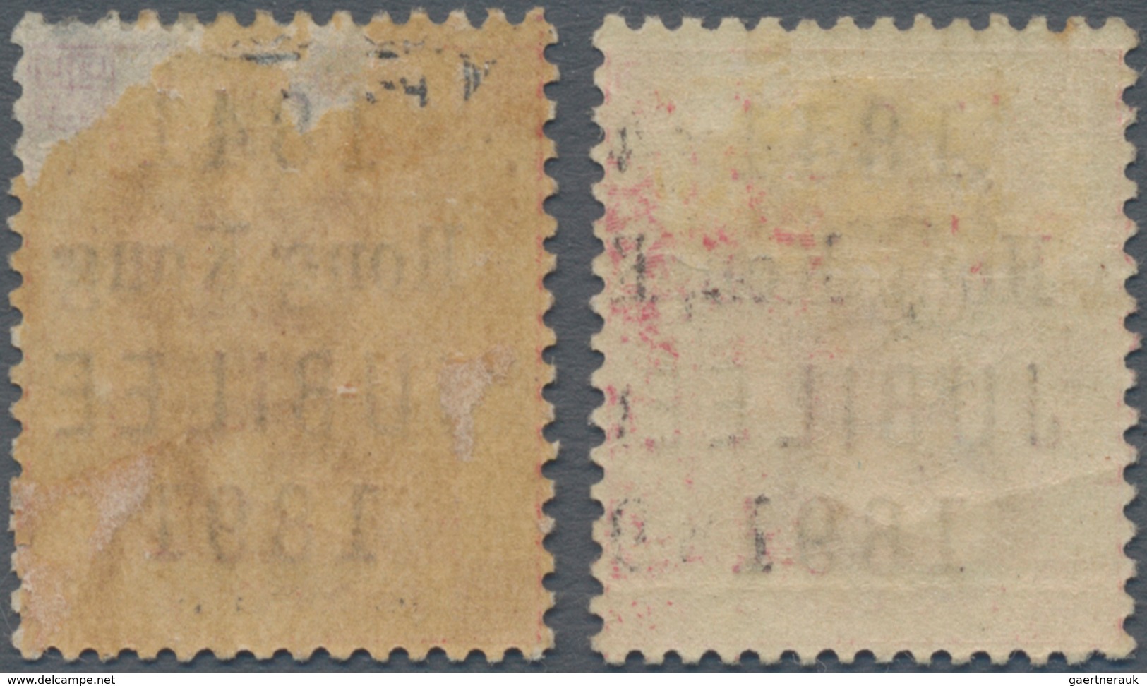 Hongkong: 1891, 'Jubilee' 2c. Carmine, Two Singles, MH, One Fine, The Other Thinned On Top (Michel € - Sonstige & Ohne Zuordnung