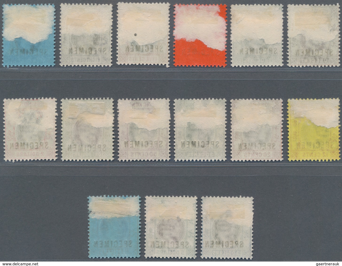 Hongkong: 1903, KEVII Wmk. CA 1 C./$10 Cpl. Set Ovpt. "SPECIMEN", Gummed W. Partial Paper Remainders - Sonstige & Ohne Zuordnung