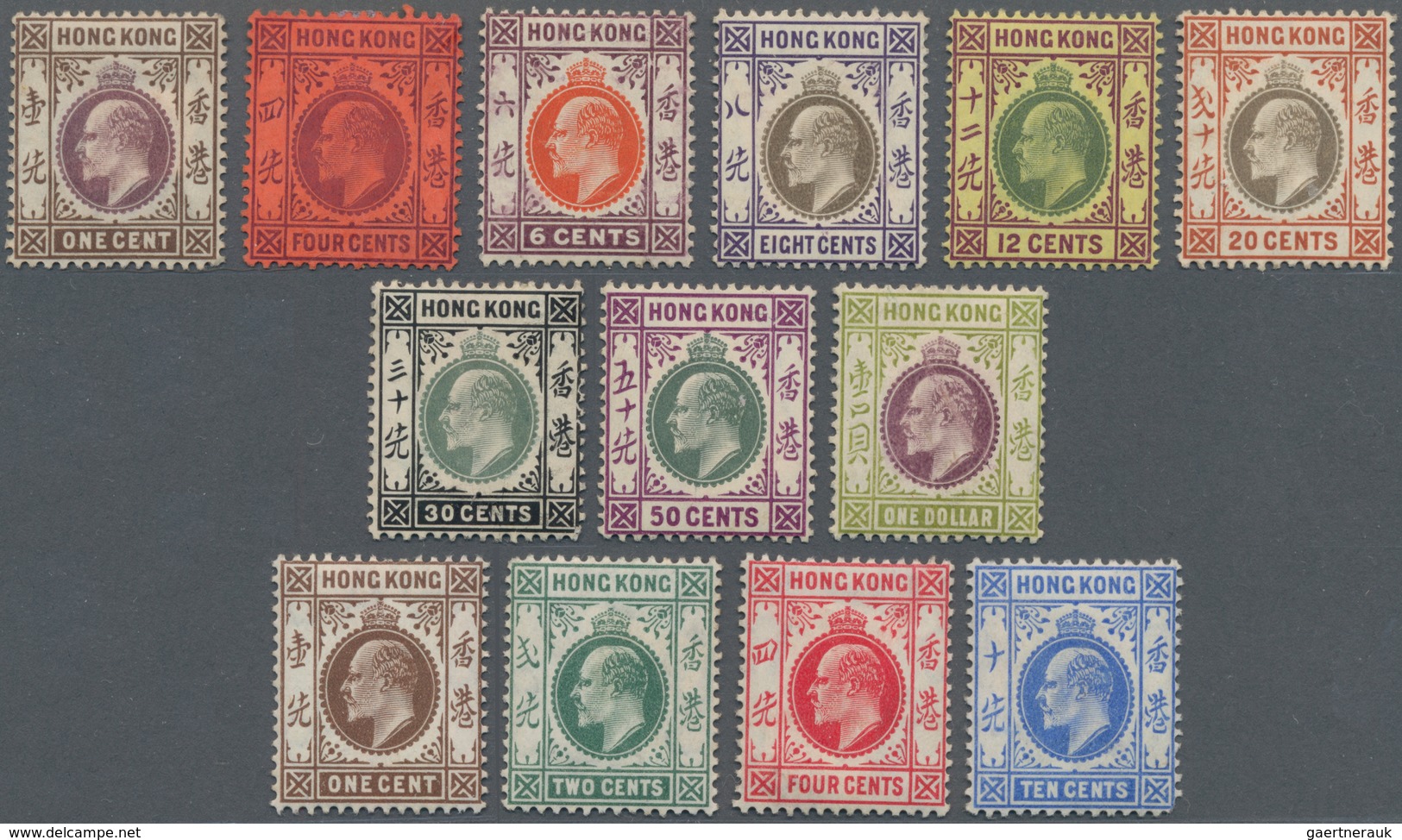 Hongkong: 1903/07, KEVII 1 C./$1-ex Plus Revised Colours, Unused Mounted Mint (Michel Cat. Ca. 600.- - Sonstige & Ohne Zuordnung