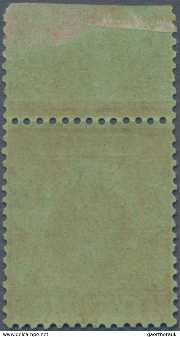 Hongkong: 1921, KGV Wmk. Multi-script CA $5 Green And Red On Green Paper, MNH With Upper Margin And - Other & Unclassified
