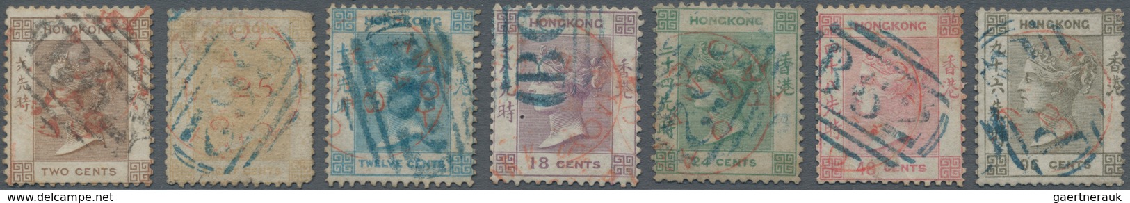 Hongkong - Treaty Ports: Amoy: 1862, QV Unwatermarked Definitive Set Of Seven, 2c To 96c, All Cancel - Other & Unclassified