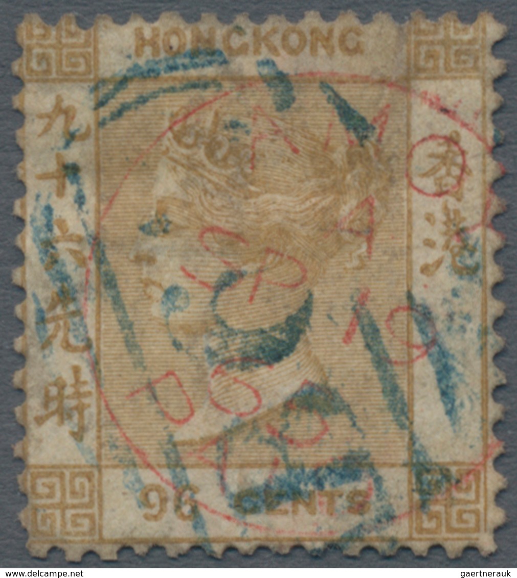 Hongkong - Treaty Ports: Amoy: 1863/71, QV Wmk. CC 96c Olive-bistre Used Extremely Clear Red "AMOY A - Sonstige & Ohne Zuordnung