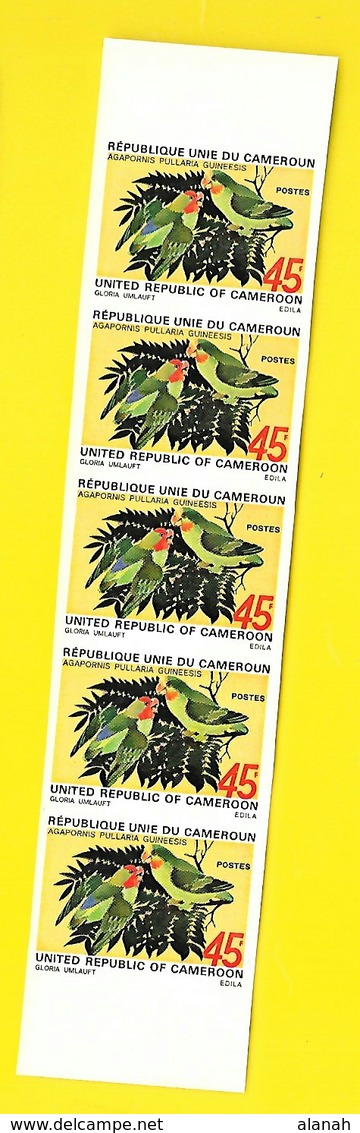 Bande 5 Timbres 45 F Oiseau Non Dentelés  Cameroun - Cameroun (1960-...)