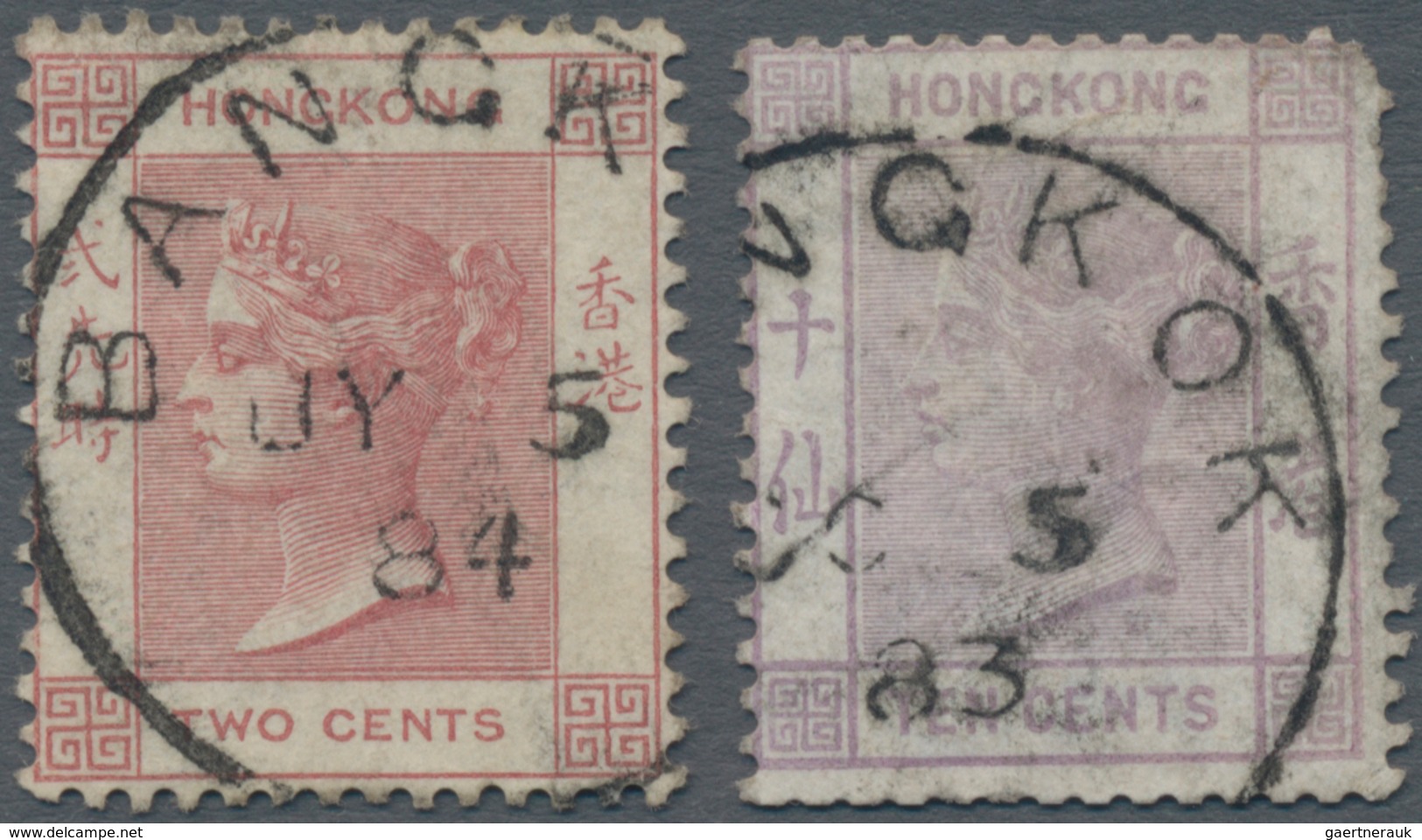 Hongkong - Treaty Ports: Bangkok Agency: 1882, Two Bangkok Date Stamps, Including QV Wmk. Crown CA 2 - Sonstige & Ohne Zuordnung