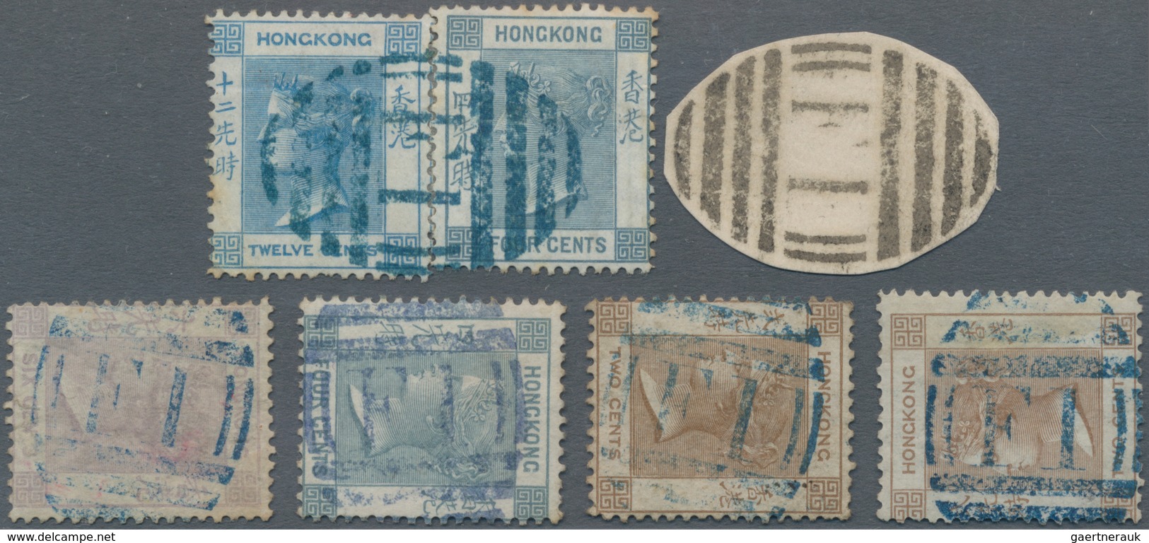 Hongkong - Treaty Ports: Foochow, 1863/71, QV Wmk. CC Definitives Cancelled By Blue F1 Killers Of Fo - Sonstige & Ohne Zuordnung
