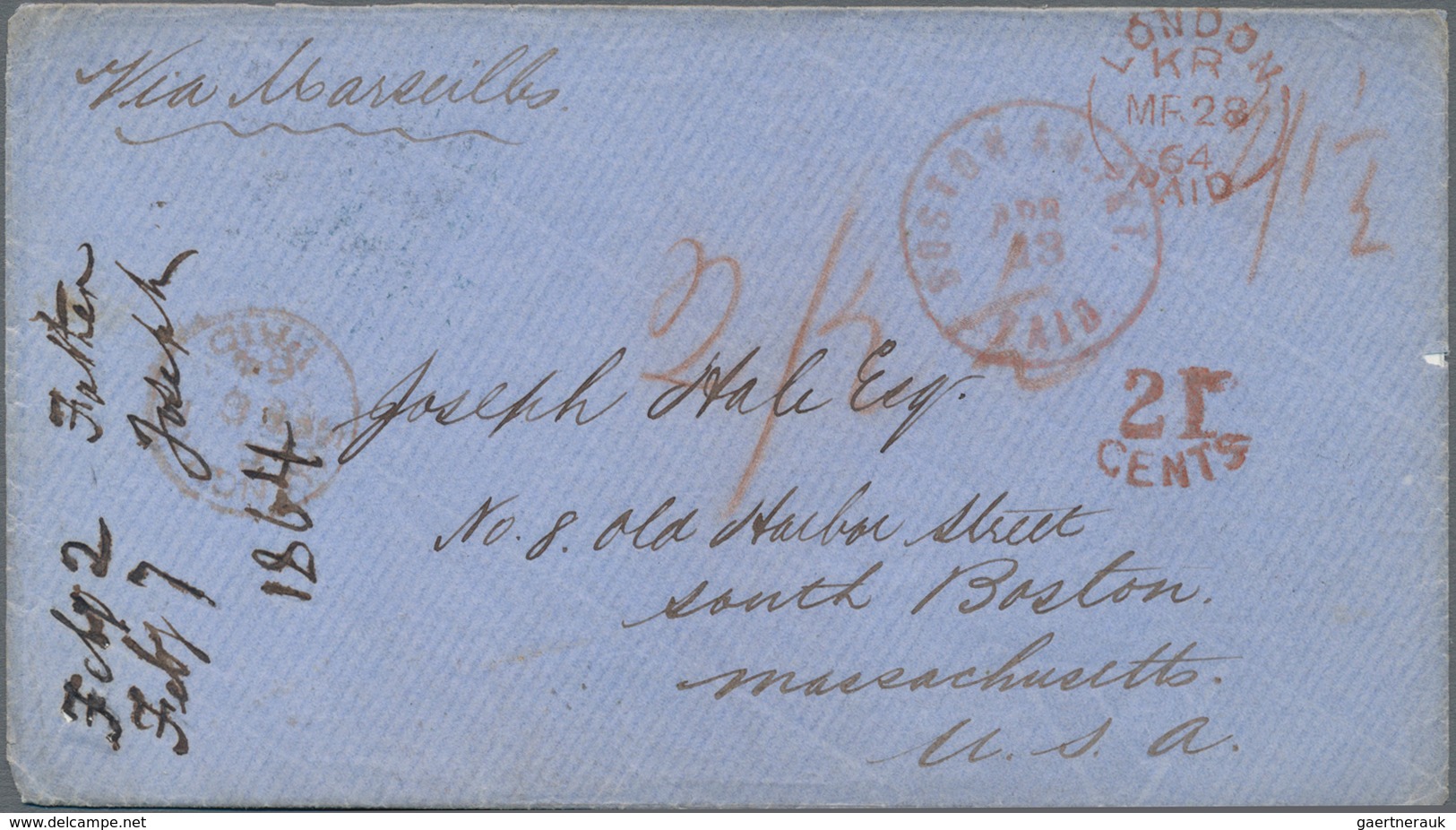 Hongkong - Treaty Ports: 1864, Red Oval "Forwarded By/H. FOGG & Co./SHANGHAI" W. Faint "SHANGHA(I) F - Sonstige & Ohne Zuordnung