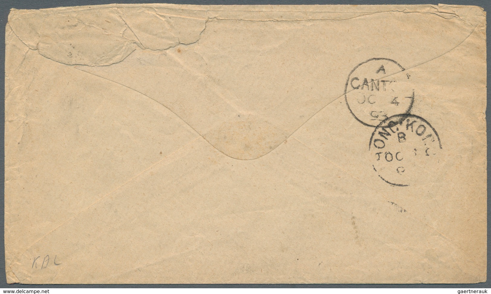 Hongkong - Treaty Ports: Shanghai: 1882/83, QV 5 C. Ultra Tied "SHANGHAI C SP 30 93" To Canton/China - Other & Unclassified