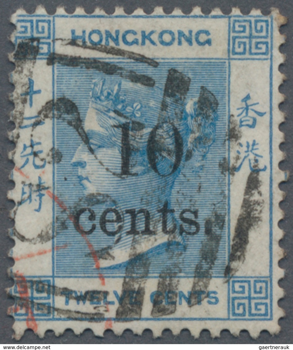 Hongkong - Treaty Ports: Swatow: 1876, QV 10 C./12 C. Light Blue Wmk Crown CC Canc. Vertical Killer - Sonstige & Ohne Zuordnung