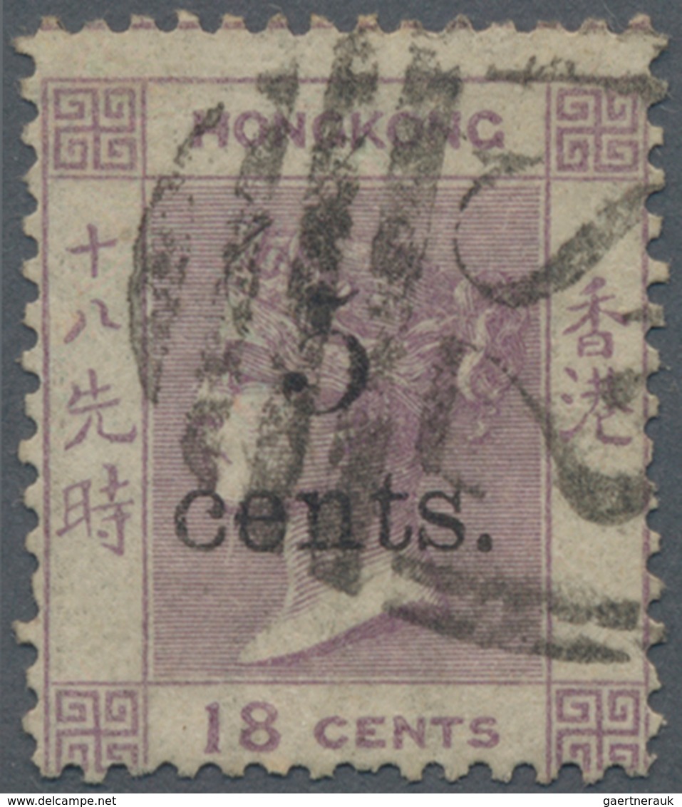 Hongkong - Treaty Ports: Swatow: 1880 QV 5 C./18 C. Lilac Wmk Crown CC Canc. Vertical Killer "S2" (S - Other & Unclassified