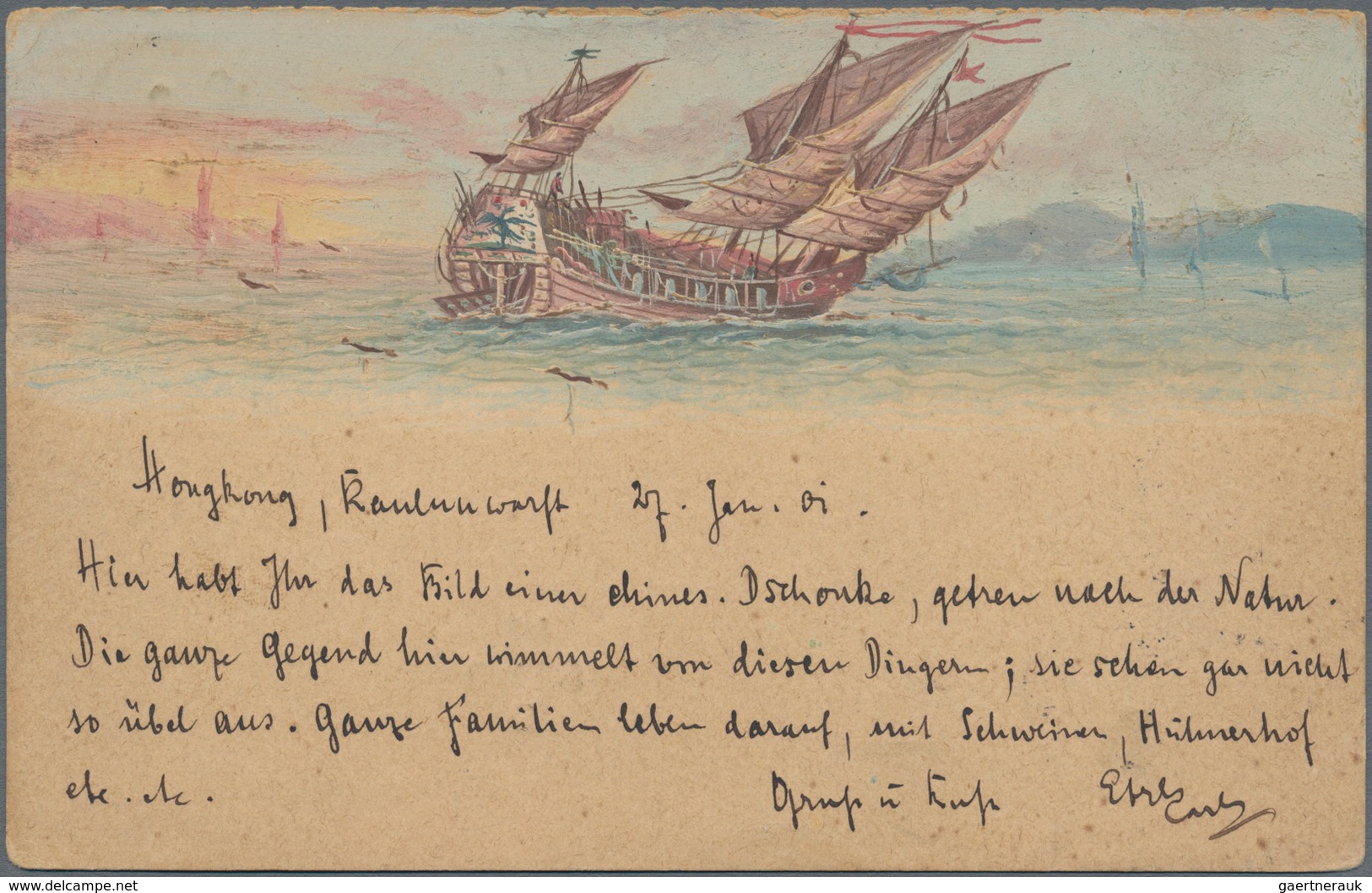 Hongkong - Ganzsachen: 1901, Card 4 C./3 C. W. "REPLY" Deleted, Canc. "HONG KONG C JA 28 01" To Land - Ganzsachen