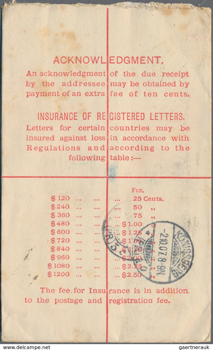 Hongkong - Ganzsachen: 1907, Registration Envelope KEVII 10 C. Uprated KEVII 10 C. Blue Tied "REGIST - Ganzsachen