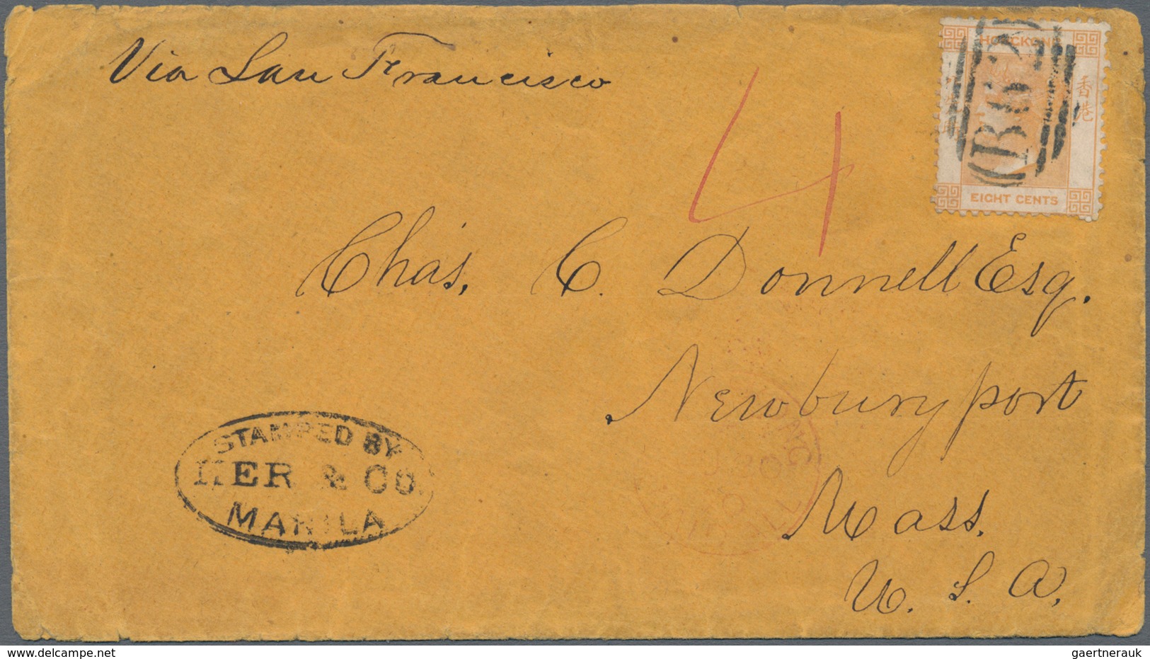 Hongkong - Besonderheiten: 1870, Blue Oval Framed "STAMPED BY / HER & Co. / MANILA" On Cover W. 1865 - Other & Unclassified