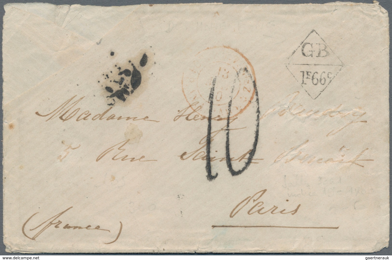 Hongkong - Besonderheiten: 1870, Diamond Shaped Anglo-French "GB / 1F. 66 C" Exchange Marking (Proud - Other & Unclassified