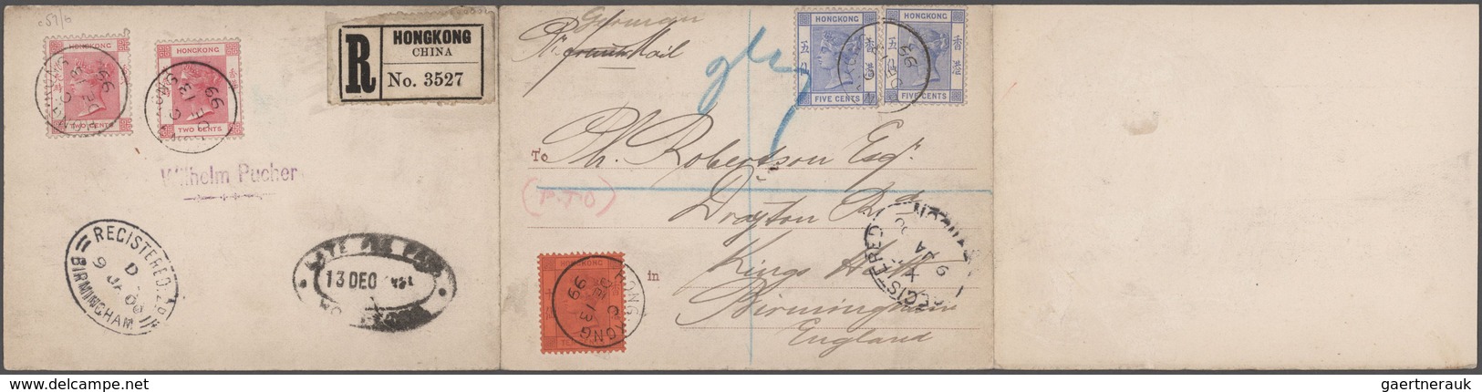 Hongkong - Besonderheiten: 1899, "LATE FEE PAID/13 DEC 1899/HONG KONG" On Reverse Of Three-part-pano - Sonstige & Ohne Zuordnung