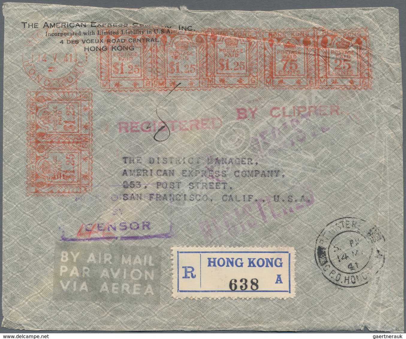 Hongkong - Besonderheiten: 1940/41, Universal Midget-meter Mark Covers, All Registered Covers From A - Sonstige & Ohne Zuordnung