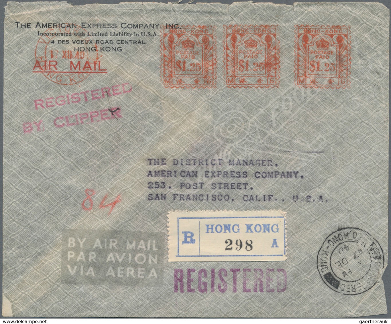 Hongkong - Besonderheiten: 1940/41, Universal Midget-meter Mark Covers, All Registered Covers From A - Sonstige & Ohne Zuordnung