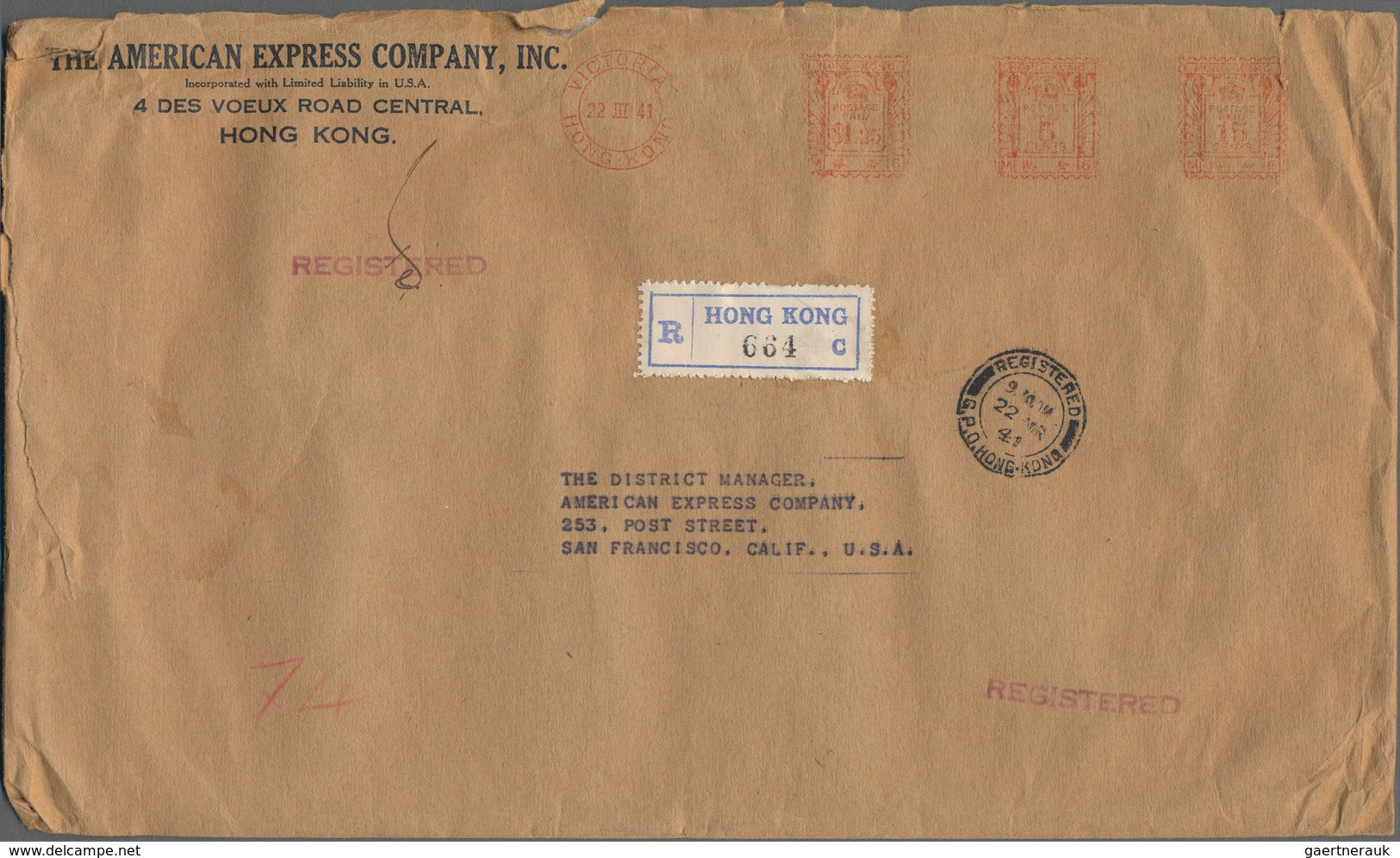 Hongkong - Besonderheiten: 1940/41, Universal Midget-meter mark covers, all registered covers from A