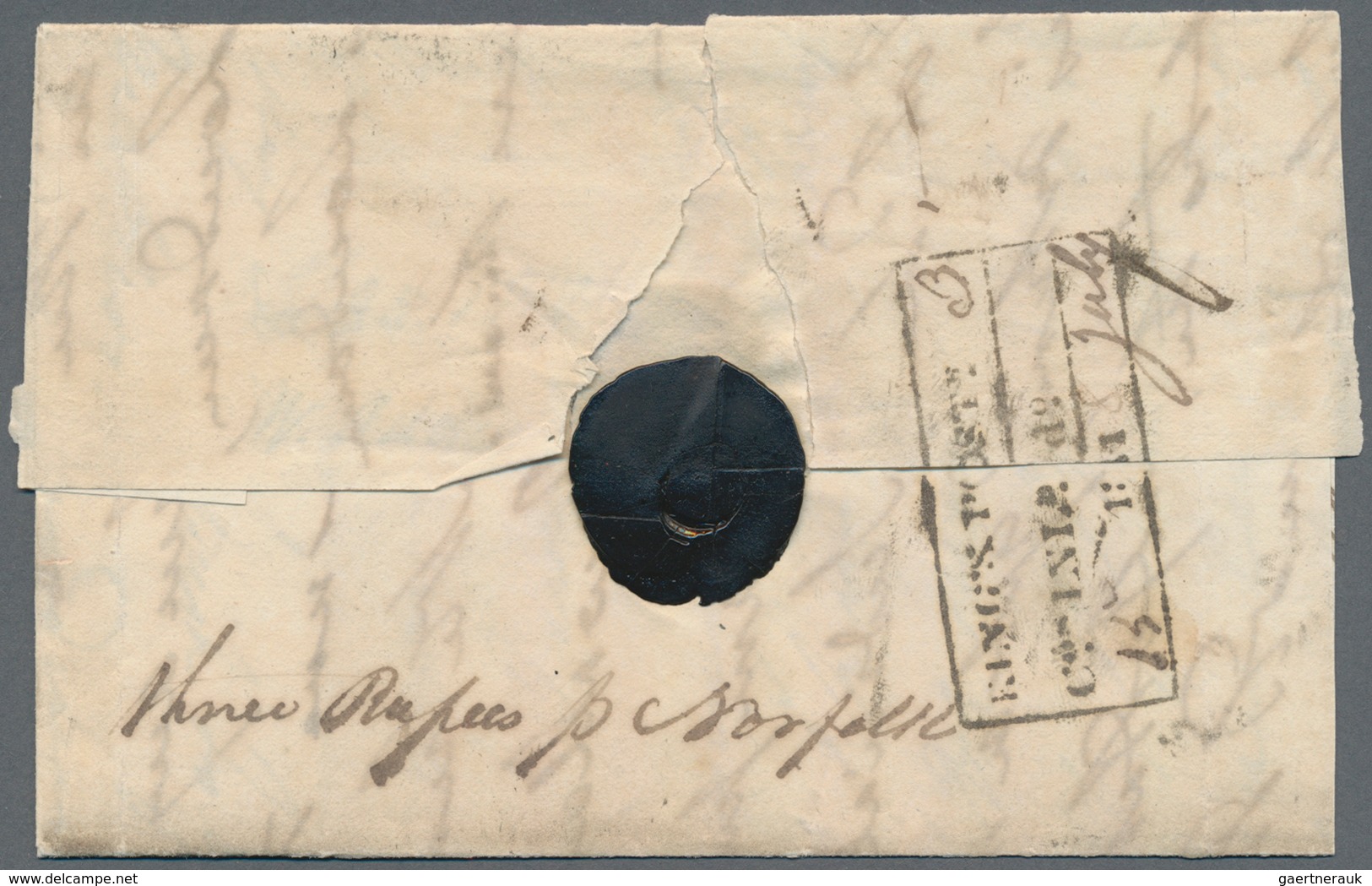 Indien - Vorphilatelie: 1818, Large Part Of Lettersheet From London To Calcutta, Bearing Crowned "IN - ...-1852 Prephilately