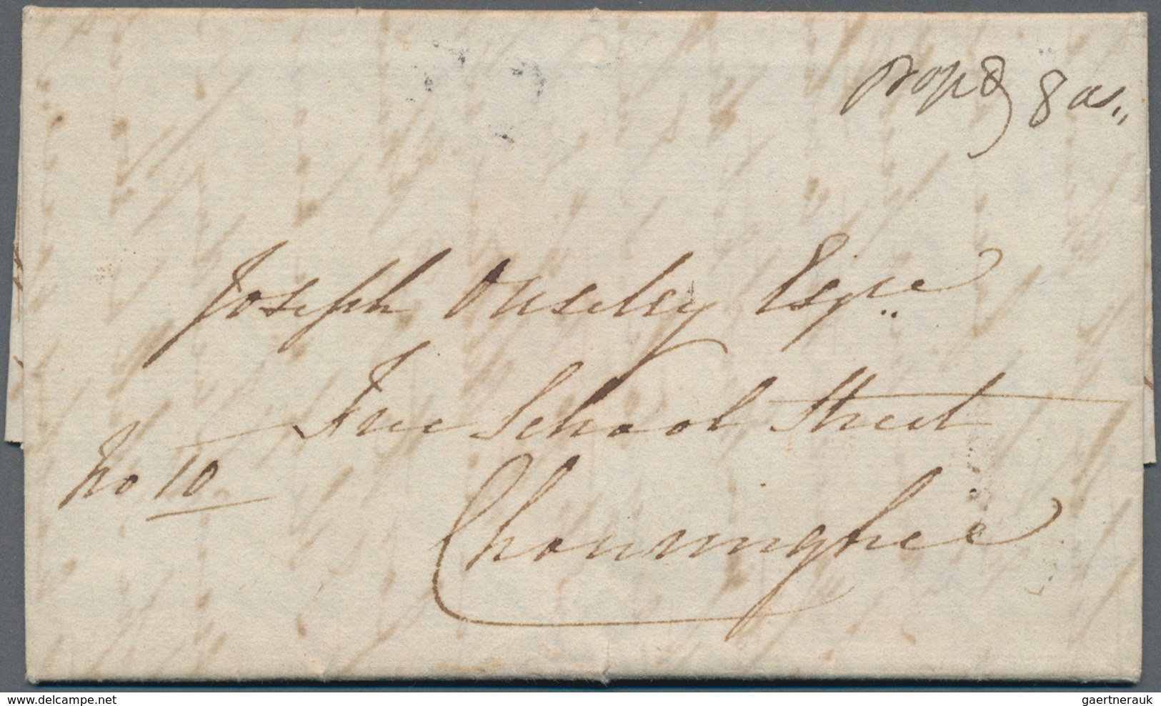 Indien - Vorphilatelie: 1827: "BENARES/POST PAID/ /18 " Double-ring Datestamp (Giles 3) On Back Of E - ...-1852 Vorphilatelie