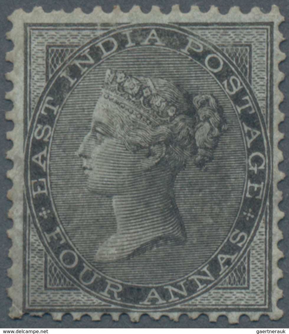 Indien: 1855 QV 4a. Black On Bluish Glazed Paper, No Wmk, Unused Without Gum, With Two Short Perfs A - 1852 Sind Province