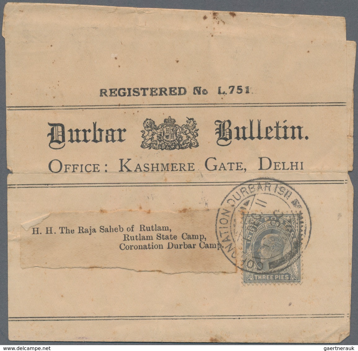 Indien: 1911/1947: Three Covers And A Wrapper Bearing SPECIAL CANCELLATIONS, With Two Different Date - 1852 Sind Province
