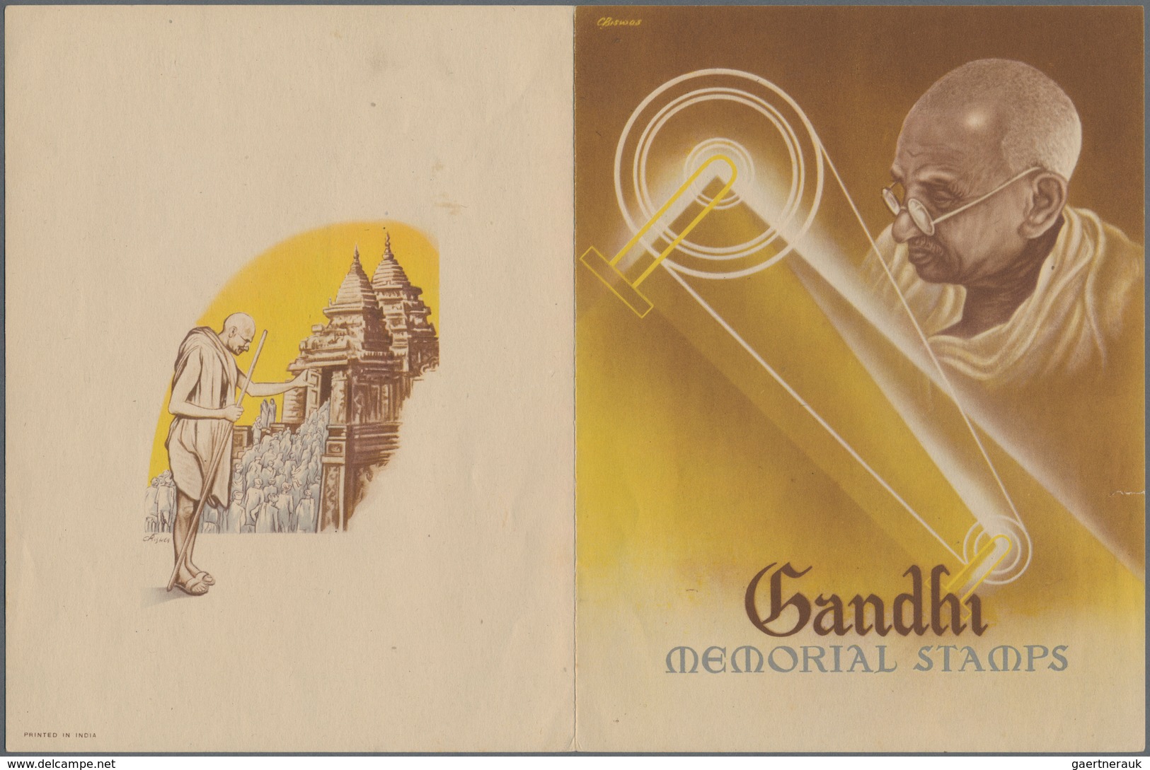 Indien: 1948 GANDHI Complete Set Of Four Affixed To The Special "Gandhi Memorial Stamps" Folder, Wit - 1852 Sind Province