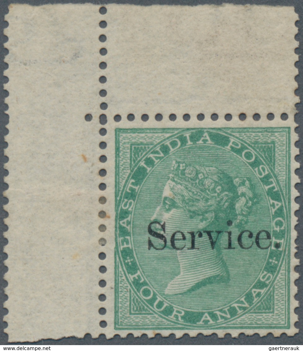 Indien - Dienstmarken: 1866 Official 4a. Green, Small "Service." Overprint, Top Left Corner Stamp Wi - Dienstmarken