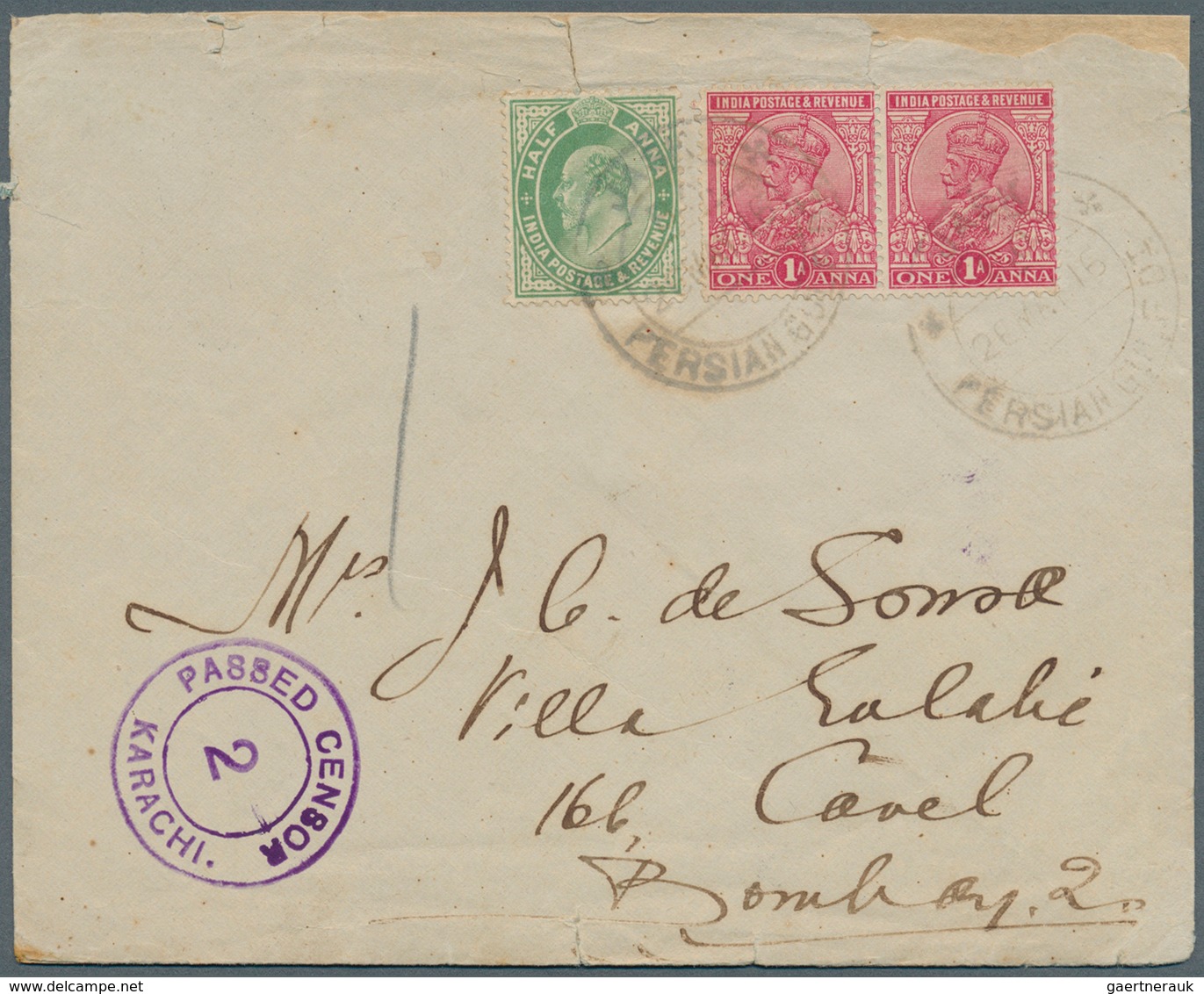 Indien - Used Abroad - Iran: JASK And HENJAM ISLAND 1916: KEVII ½d And KGV 1d (pair) Tied "JASK PERS - Other & Unclassified