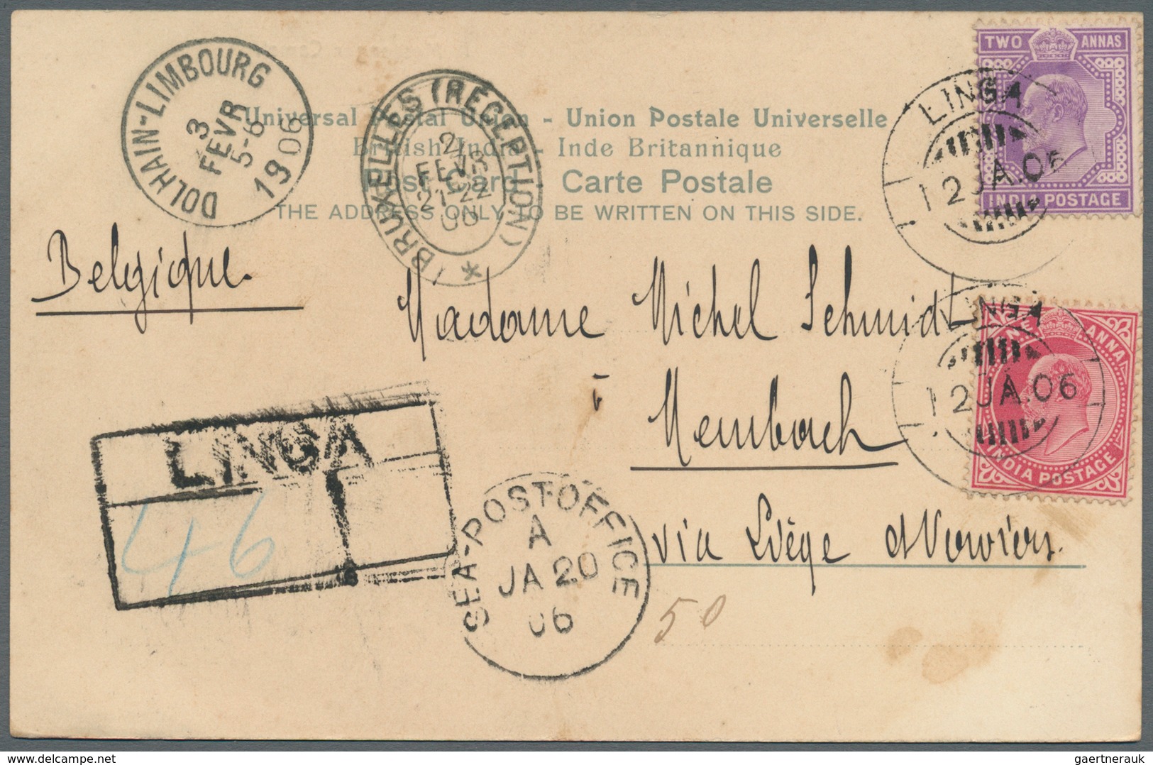 Indien - Used Abroad - Iran: PERSIA - LINGA 1906 Registered Picture Post Card (Camel) Addressed To B - Other & Unclassified