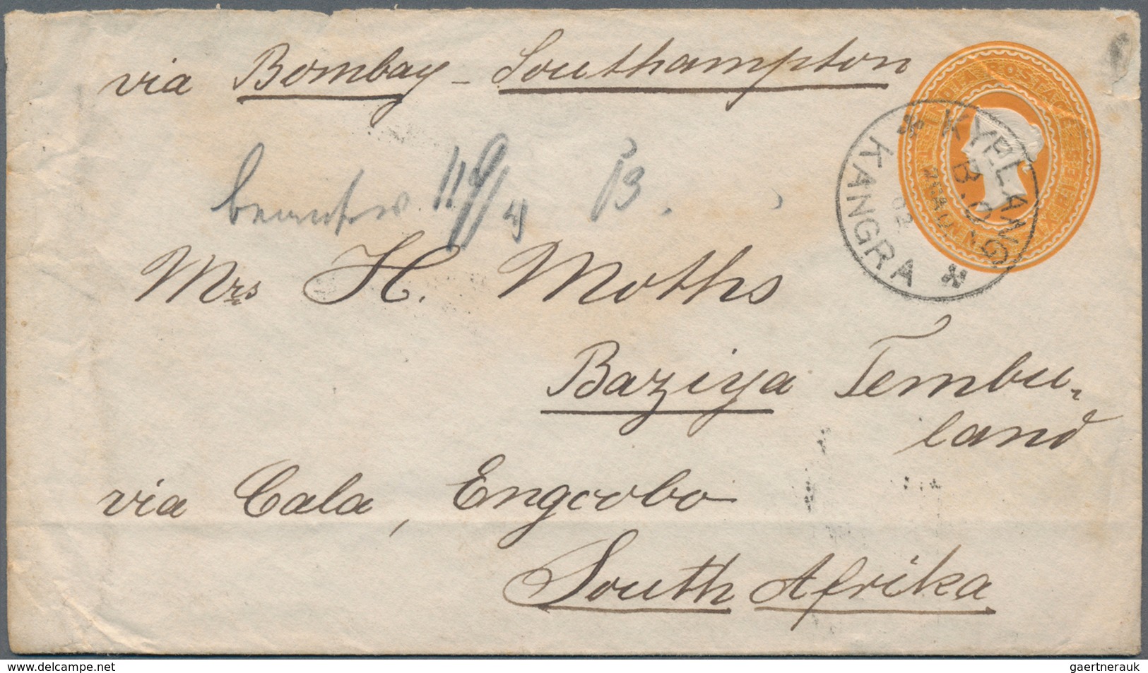 Indien - Ganzsachen: 1902 Destination TEMBULAND: Postal Stationery Envelope 2a6p. Orange Used From T - Unclassified