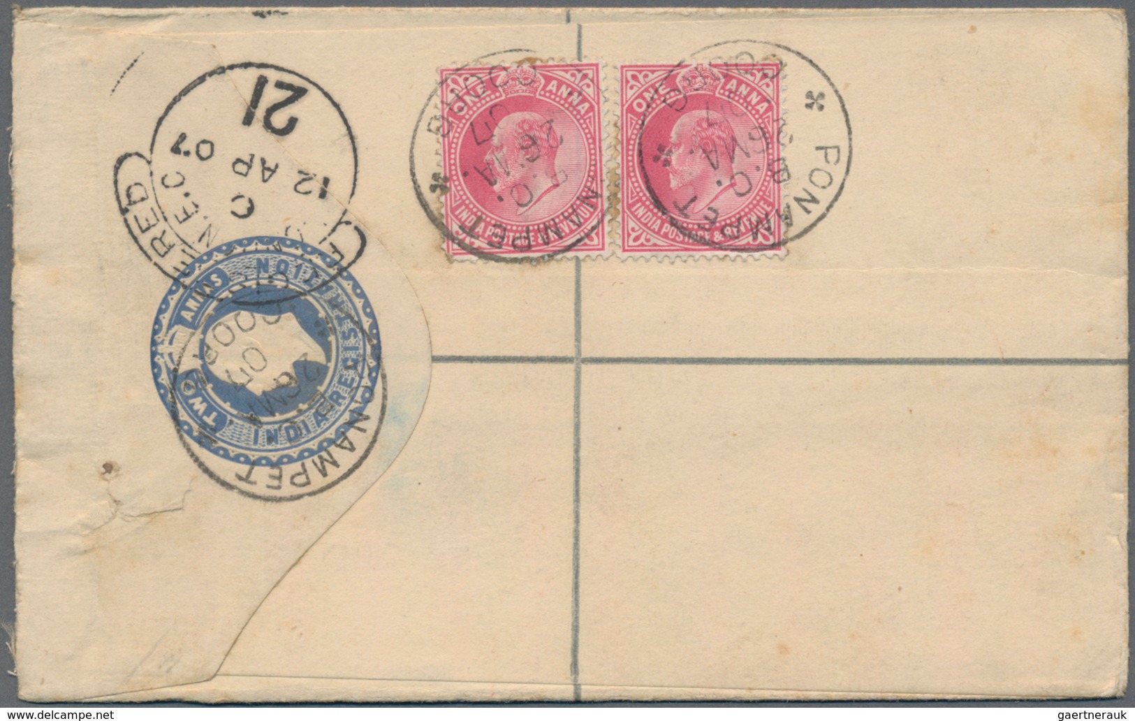 Indien - Ganzsachen: 1907 Destination VENEZUELA: Postal Stationery Registered Envelope KEVII. 2a. Us - Ohne Zuordnung