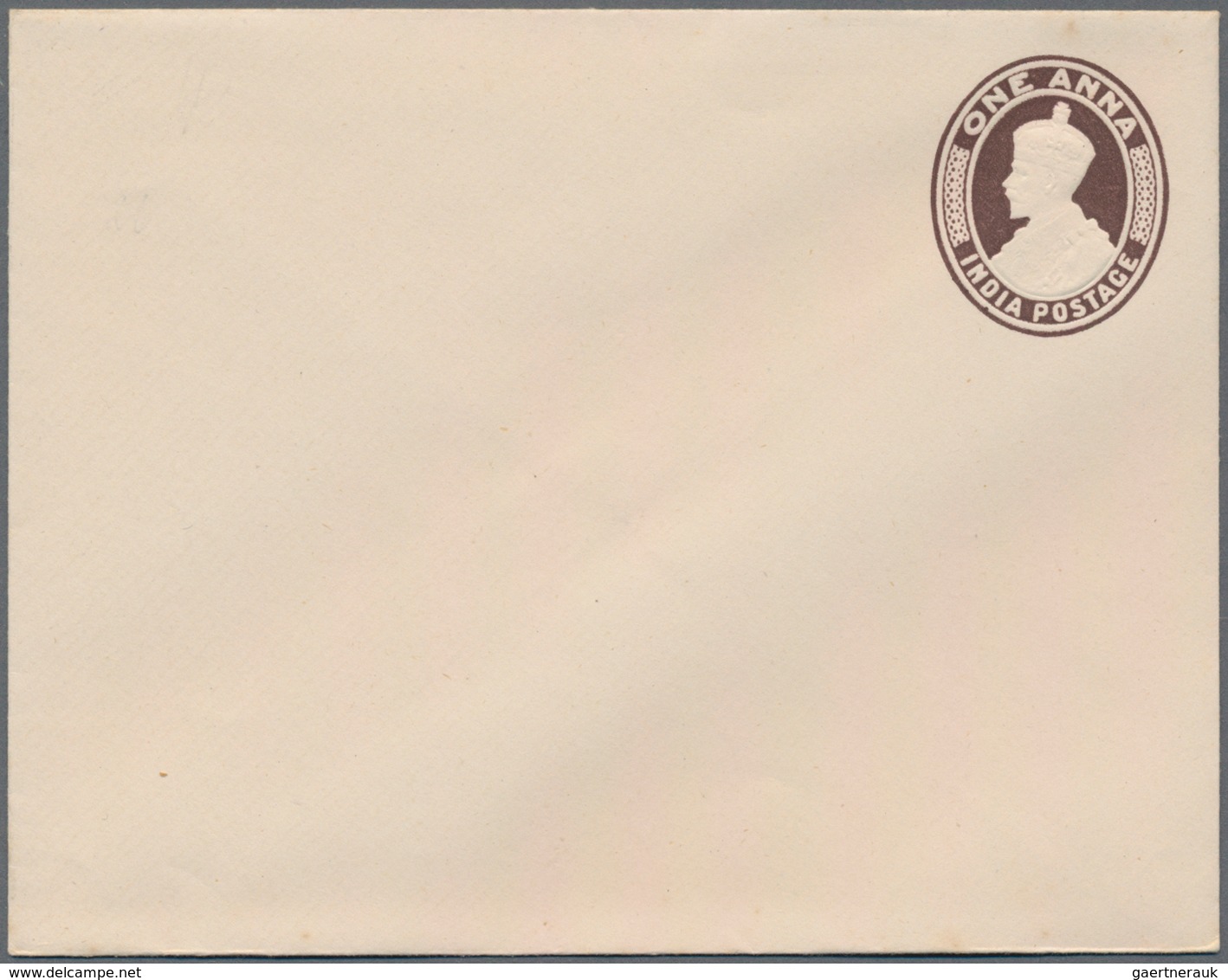 Indien - Ganzsachen: 1922-26 Postal Stationery Envelopes KGV. 1a. (brown), Variety "ALBINO" (embosse - Unclassified