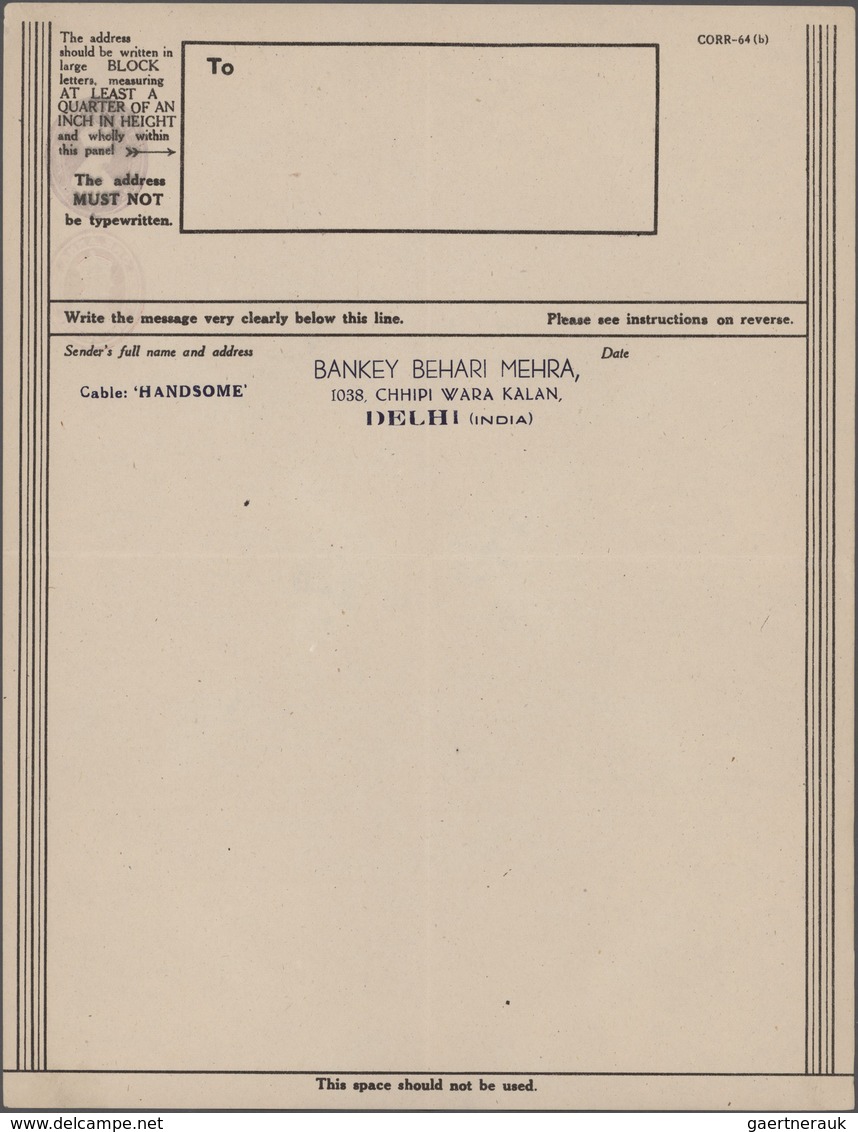 Indien - Ganzsachen: 1943-45 Two "Forces Letter" Aircraft Forms, One With KGVI. 3a. Deep Violet, The - Unclassified