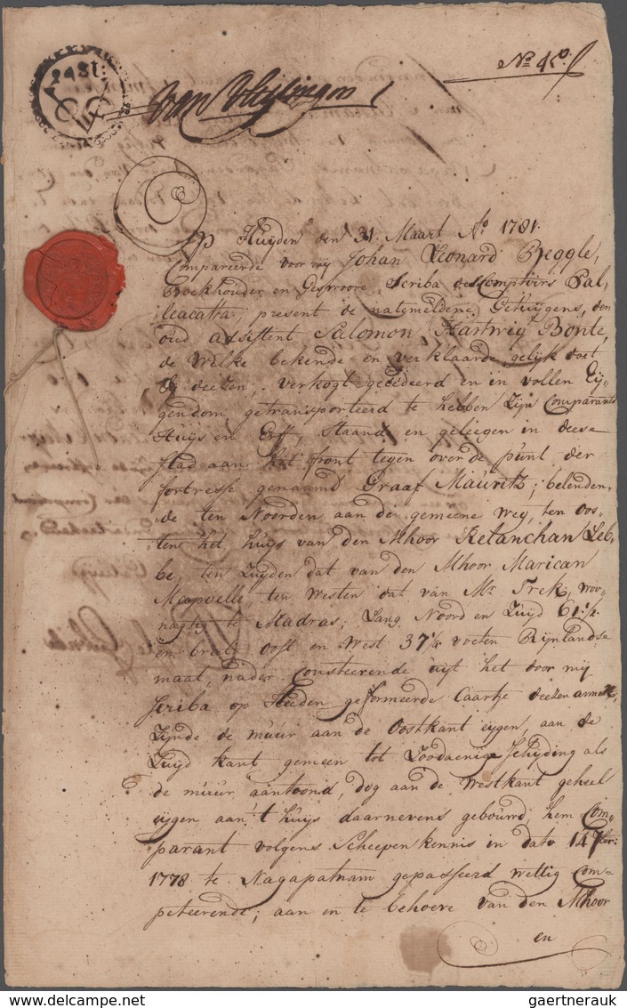 Indien - Besonderheiten: 1781 (31.3.), DUTCH SETTLEMENT: Quadruple-page Document From Pulicat (a Dut - Sonstige & Ohne Zuordnung