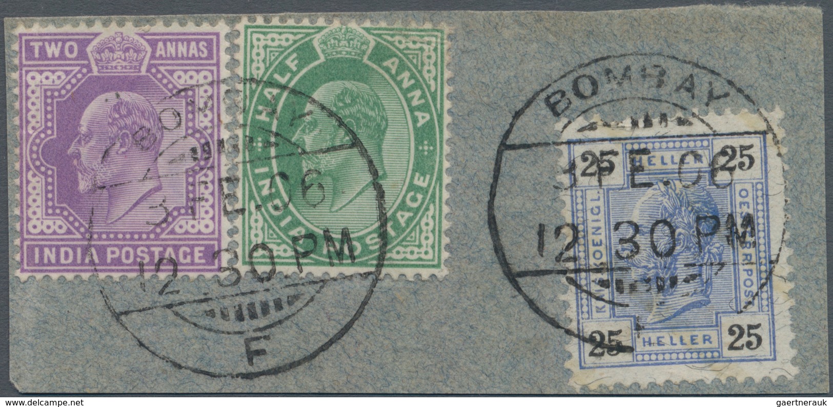 Indien - Besonderheiten: 1906 (3.2.), India KEVII ½a. Green And 2a. Violet Together With Austria 25h - Other & Unclassified