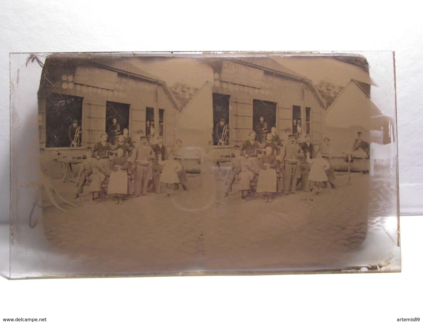 GRANDE PLAQUE PHOTO STEREO AMIENS BEAUVAIS FORGERON FABRIQUANT MACHINES AGRICOLES  MARECHAL FERRANT HENRY FRERES 804 - Stereoscoop