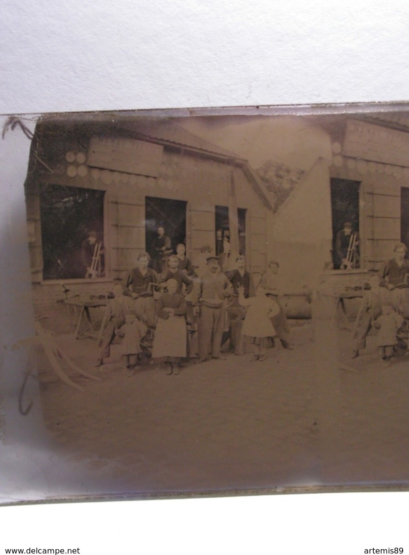 GRANDE PLAQUE PHOTO STEREO AMIENS BEAUVAIS FORGERON FABRIQUANT MACHINES AGRICOLES  MARECHAL FERRANT HENRY FRERES 804 - Stereoscopio