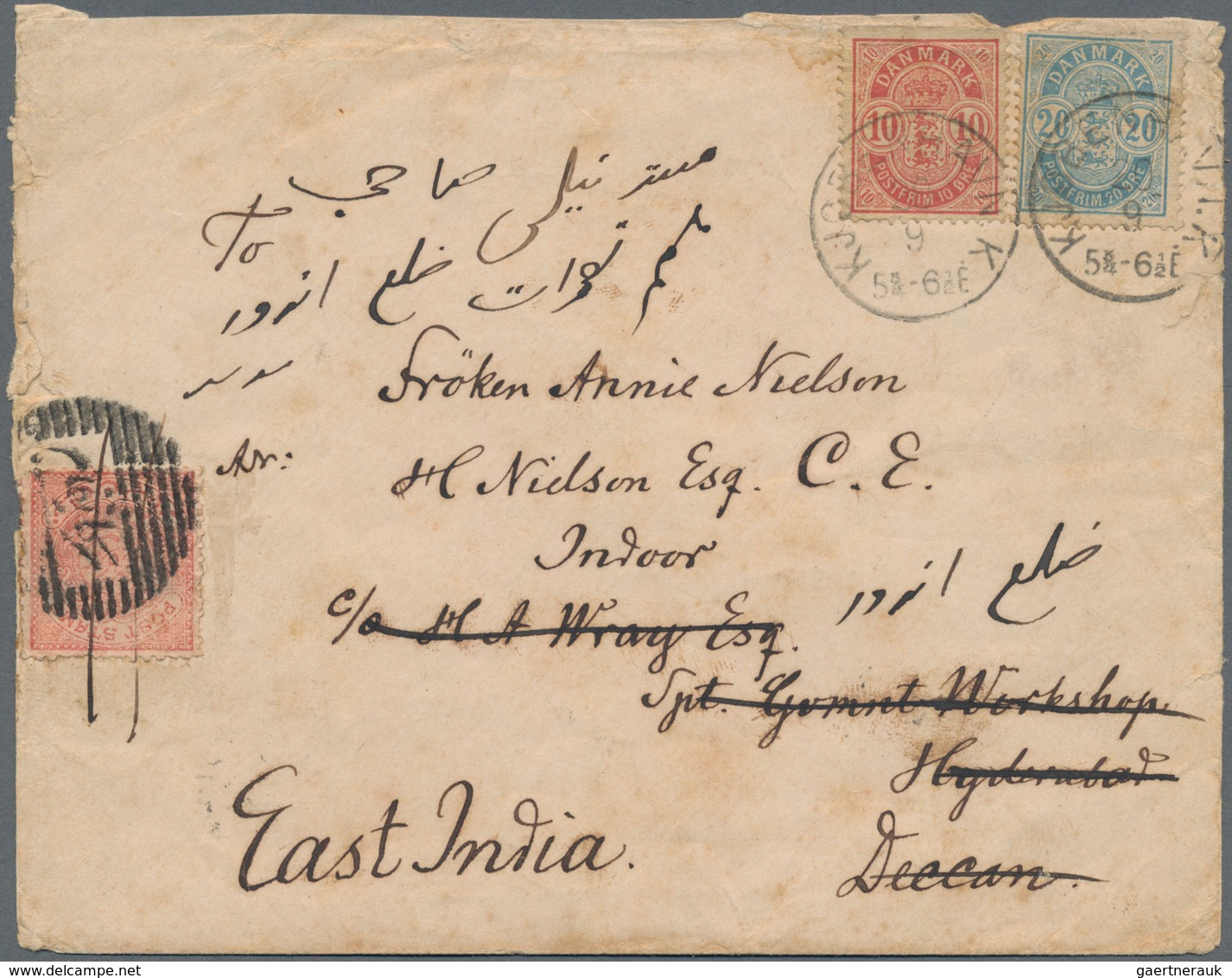 Indien - Feudalstaaten - Hyderabad: 1891 THE UNIQUE COMBINATION FRANKING DENMARK WITH HYDERABAD SENT - Other & Unclassified