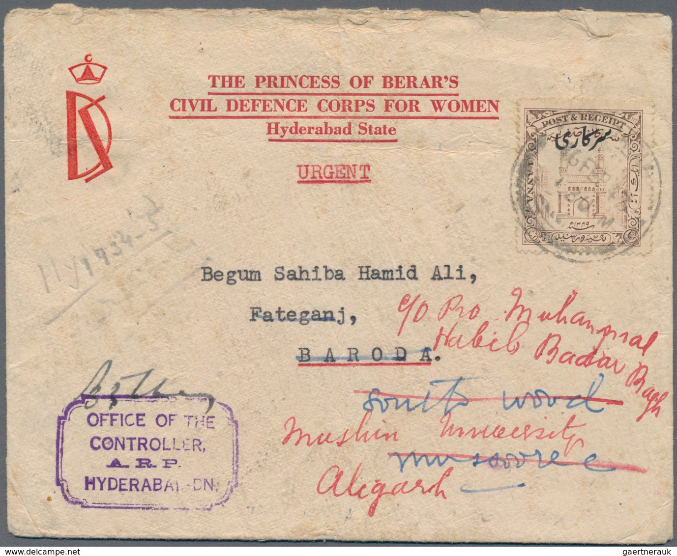 Indien - Feudalstaaten - Hyderabad: HYDERABAD-Officals 1934-44: Printed Envelope For "THE PRINCESS O - Sonstige & Ohne Zuordnung