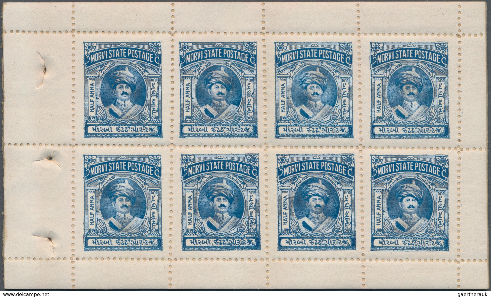 Indien - Feudalstaaten - Morvi: 1931 ½a. Dull Blue, Ten Sheets Of 8 In Two Bundel With Interleaving, - Sonstige & Ohne Zuordnung