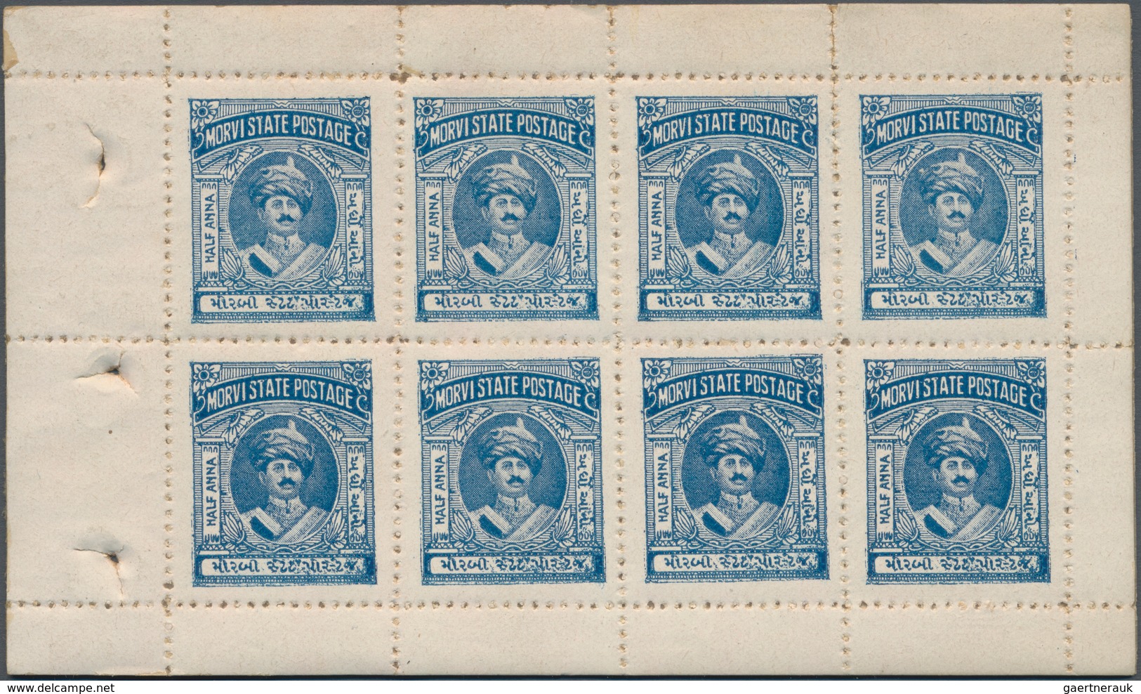 Indien - Feudalstaaten - Morvi: 1931 ½a. Dull Blue, Ten Sheets Of 8 In Two Bundel With Interleaving, - Other & Unclassified