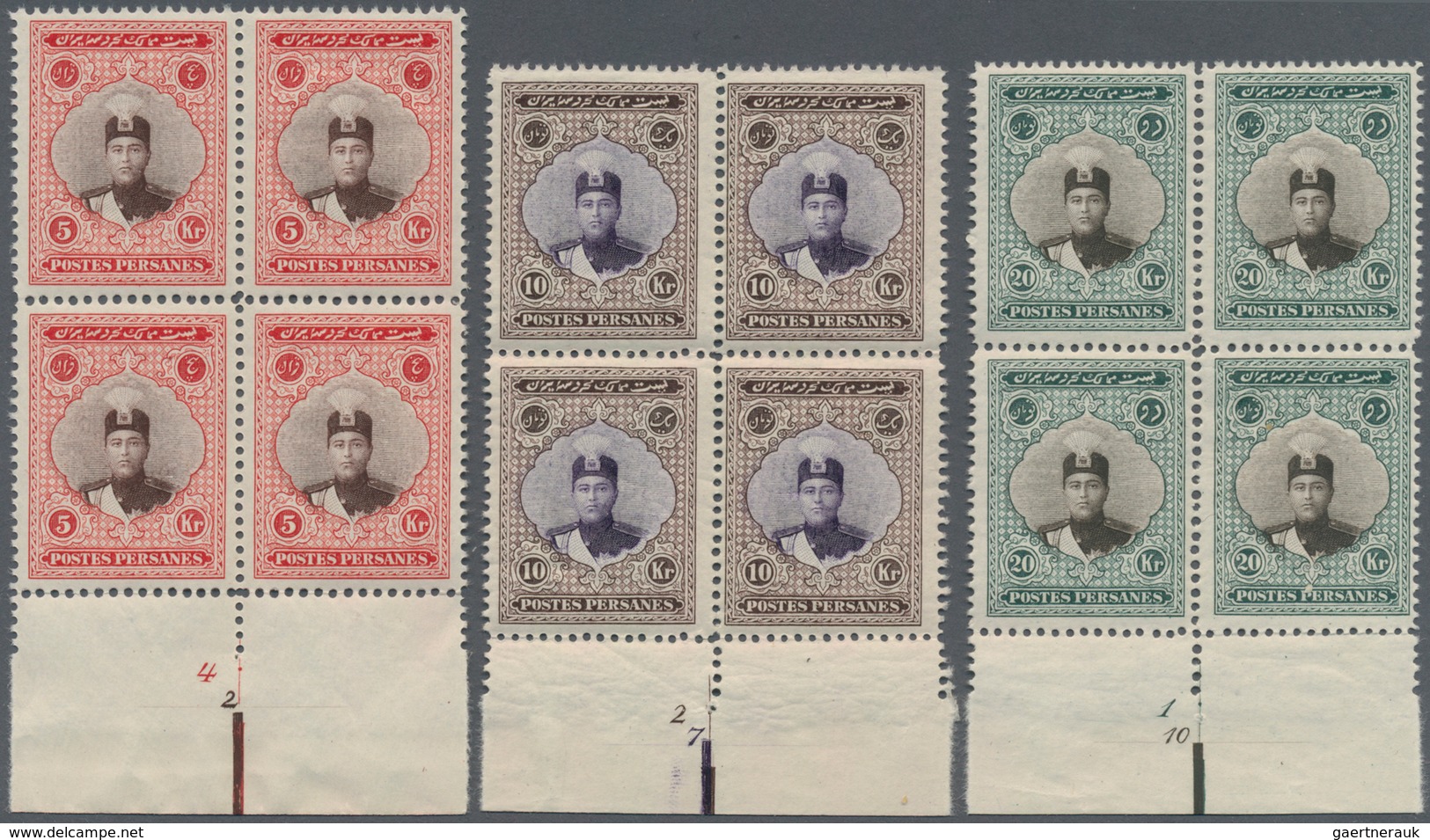 Iran: 1924/1925, Definitives Ahmad Shah Qajar, 1ch., 6ch., 9ch. And 1kr.-30kr., Ten Values In Bottom - Iran