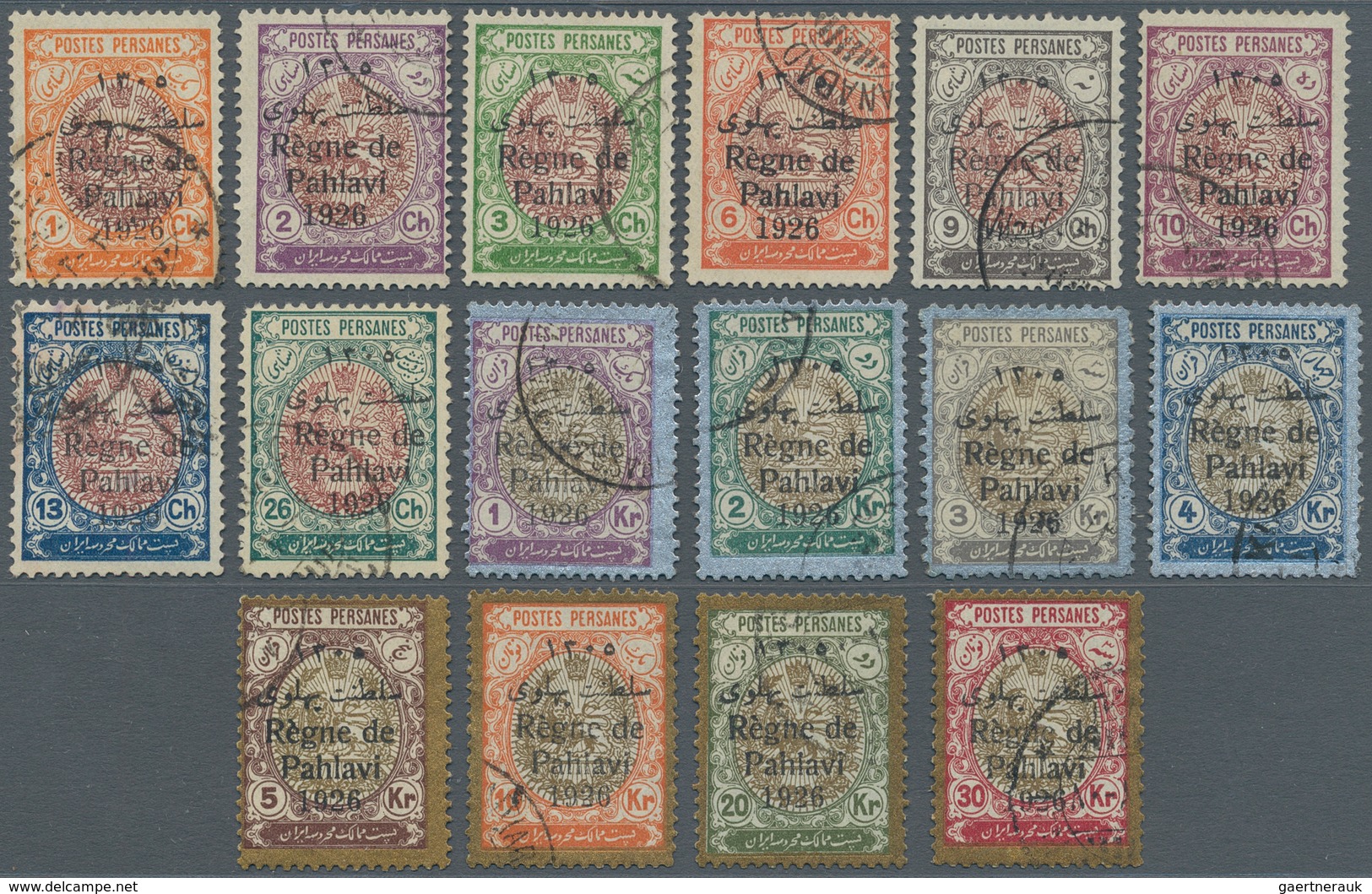 Iran: 1926, Complete Set Of 16 Values On Thin Paper, All Fine Cancelled, A Scarce Offer. - Iran