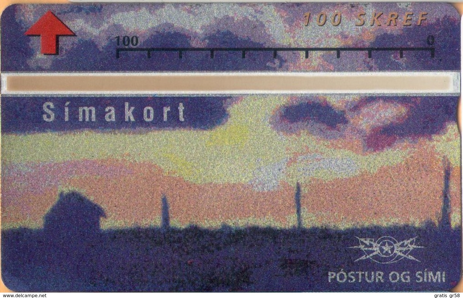 Iceland - ICE-D-06, L&G Siminn, Painting, View Of Iceland 1, 100 U, 15,000ex, 1992, Mint As Scan - Iceland