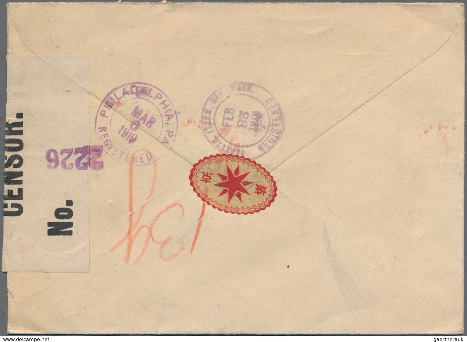 Japanische Post In Korea: 1910/19, Seoul Branches, Three Covers To Foreign: Registered At 20 S. Rate - Military Service Stamps